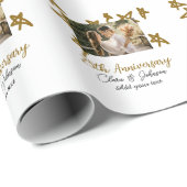 Wedding Anniversary add name year image gold stars ラッピングペーパー (ロールコーナー)