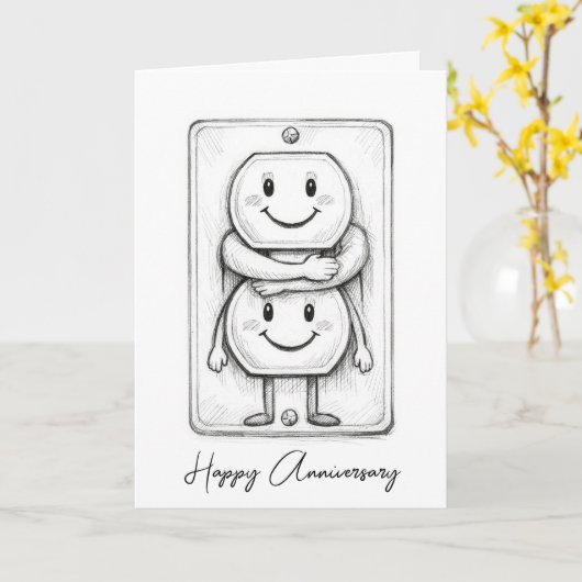 Wedding Anniversary Electrical Socket  カード (黄色い花)