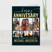 Wedding Anniversary Husband | Wife Collage Photo 箔グリーティングカード (正面)