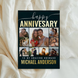 Wedding Anniversary Husband | Wife Collage Photo 箔グリーティングカード