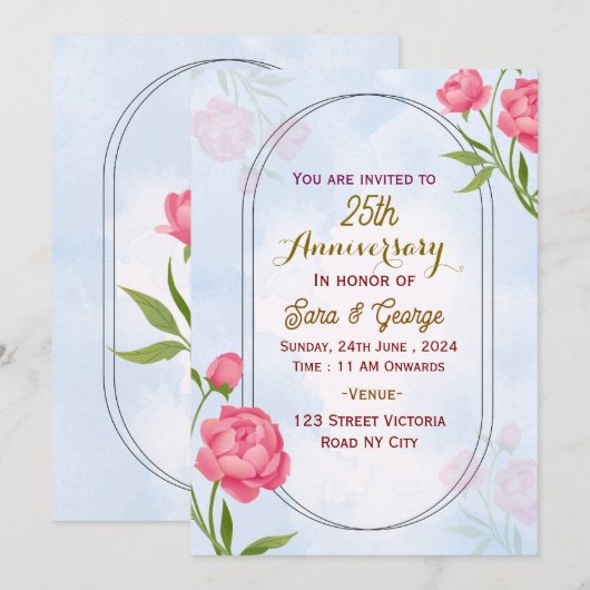 Wedding Anniversary Invitations  招待状 (正面/裏面)