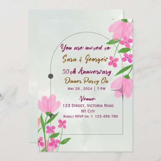 Wedding Anniversary Invitations  招待状 (正面/裏面)
