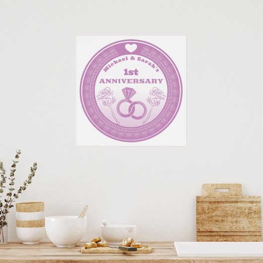 Wedding anniversary Lace look change the year ポスター (キッチン)