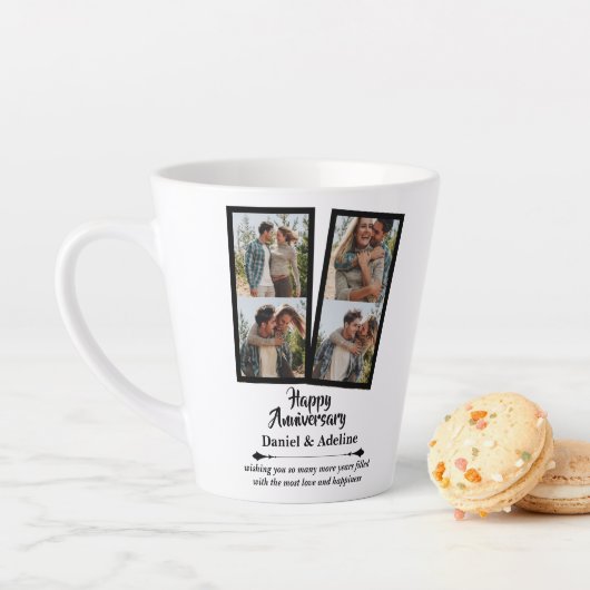 Wedding Anniversary Love 4 Photo Collage Couple カフェラテマグ (インサイチュ)