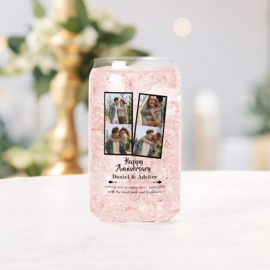 Wedding Anniversary Love 4 Photo Collage Couple ガラス缶 (インサイチュ (ウェディング))