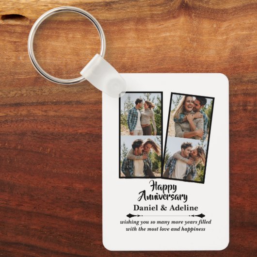 Wedding Anniversary Love 4 Photo Collage Couple キーホルダー (正面)