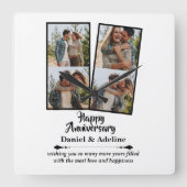 Wedding Anniversary Love 4 Photo Collage Couple スクエア壁時計 (正面)