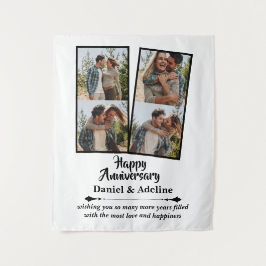 Wedding Anniversary Love 4 Photo Collage Couple タペストリー (正面)