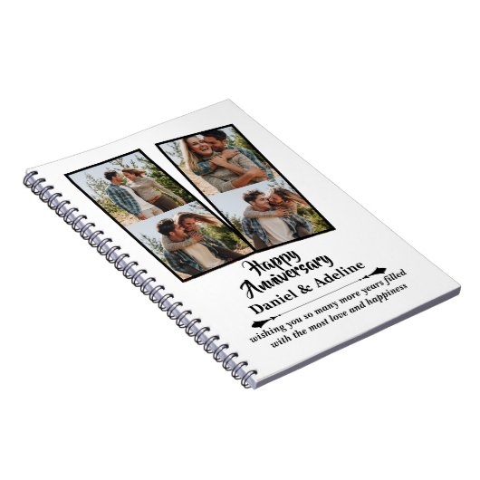 Wedding Anniversary Love 4 Photo Collage Couple ノートブック (右側)