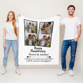 Wedding Anniversary Love 4 Photo Collage Couple フリースブランケット