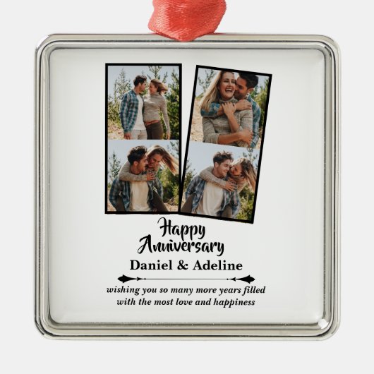 Wedding Anniversary Love 4 Photo Collage Couple メタルオーナメント (正面)