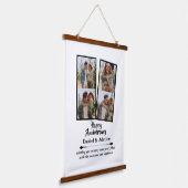 Wedding Anniversary Love 4 Photo Collage Couple 吊り下げ型タペストリー (傾斜あり)