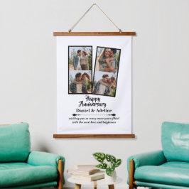 Wedding Anniversary Love 4 Photo Collage Couple 吊り下げ型タペストリー