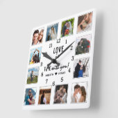 Wedding Anniversary Love Quote 12 Photo Collage スクエア壁時計 (傾斜)