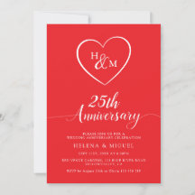 Wedding Anniversary Modern Heart Monogram Script