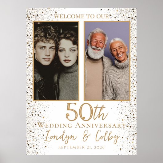 Wedding anniversary photo collage welcome ポスター (正面)