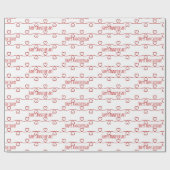 Wedding Anniversary Red Hearts Design ラッピングペーパー (フラット)