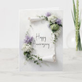 Wedding Anniversary Scroll Lilacs and Hydrangeas  カード (正面)