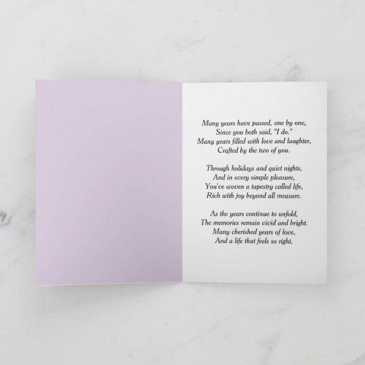 Wedding Anniversary Scroll Lilacs and Hydrangeas  カード (内部)