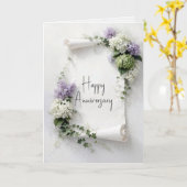 Wedding Anniversary Scroll Lilacs and Hydrangeas  カード (黄色い花)