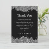 Wedding Anniversary Silver Faux Glitter  サンキューカード (スタンド正面)