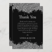 Wedding Anniversary Silver Faux Glitter  サンキューカード (正面/裏面)