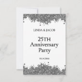 Wedding Anniversary Silver Faux Glitter  サンキューカード (裏面)