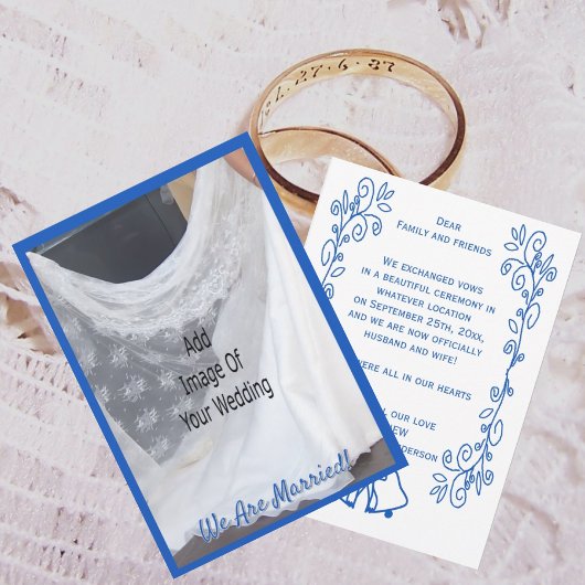 Wedding Announcement Card Blue Sapphire Bells 招待状