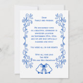 Wedding Announcement Card Blue Sapphire Bells 招待状 (裏面)