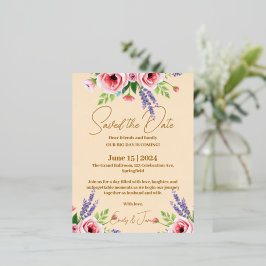 Wedding announcement, Floral invitation 箔招待状ポストカード
