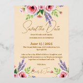 Wedding announcement, Floral invitation 箔招待状ポストカード (正面)