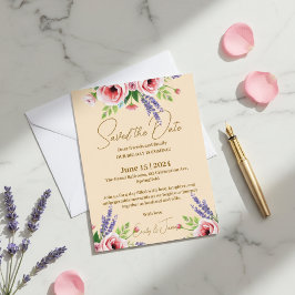 Wedding announcement, Floral invitation 箔招待状ポストカード