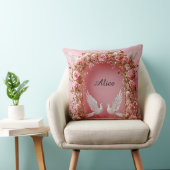 Wedding Arch Pink Roses White Doves Love 🌸 クッション (椅子)