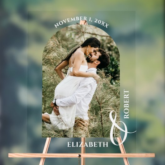 Wedding Arched Photo Welcome Sign アクリルサイン (ニュートラル)