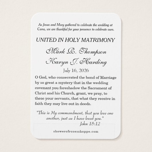 Wedding at Cana Catholic Marriage Blessing Invitat (裏面)