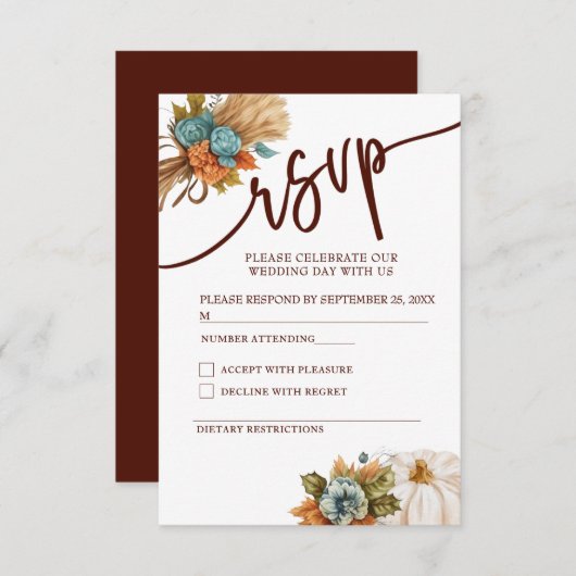 Wedding Attendance Response Card 出欠カード (正面/裏面)