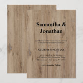 Wedding Authentic Natural Wood Grain 招待状 (正面/裏面)