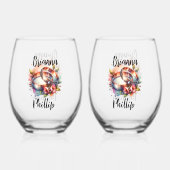 Wedding Bands Floral Design Signature ステムなしワイングラス (裏面)