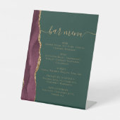 Wedding Bar Menu Burgundy Gold Agate Green 台座サイン (正面)