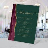 Wedding Bar Menu Burgundy Gold Agate Green 台座サイン