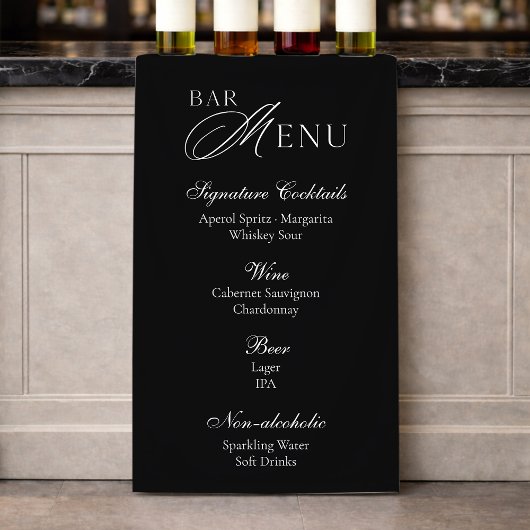 Wedding Bar Menu | Modern Black & White Sign 横断幕
