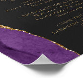 Wedding Bar Menu Purple Gold Agate Dark ポスター (角)
