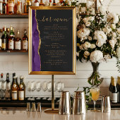 Wedding Bar Menu Purple Gold Agate Dark ポスター