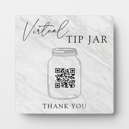 Wedding Bar Virtual Tip Jar QR Code Sign Plaque フォトプラーク (正面)