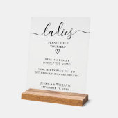 Wedding Bathroom Ladies And Gents Restroom Basket アクリルサイン (傾斜)