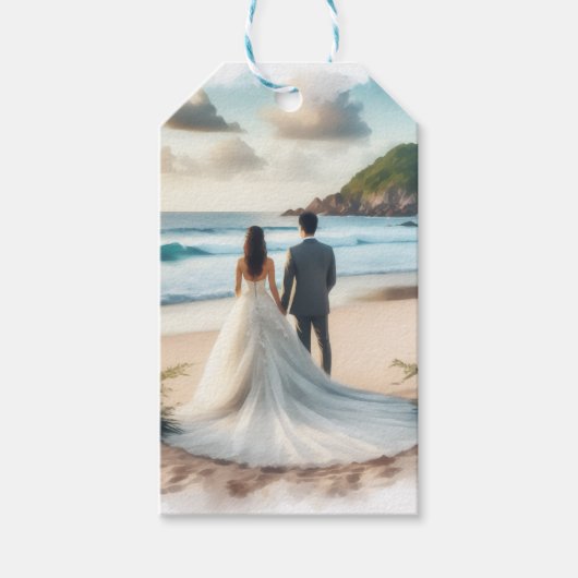Wedding Beach Couple ギフトタグ (正面)