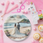 Wedding Beach Couple ペーパープレート (パーティー)