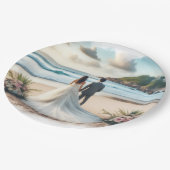 Wedding Beach Couple ペーパープレート (アングル)