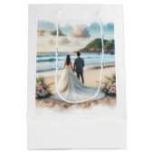 Wedding Beach Couple ミディアムペーパーバッグ (裏面)