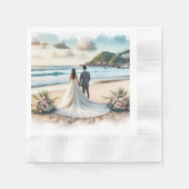 Wedding Beach Couple 縁ありカクテルナプキン (正面)